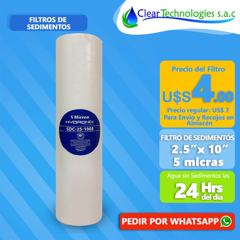 filtro de sedimentos 5 micras 2.5x10 precio