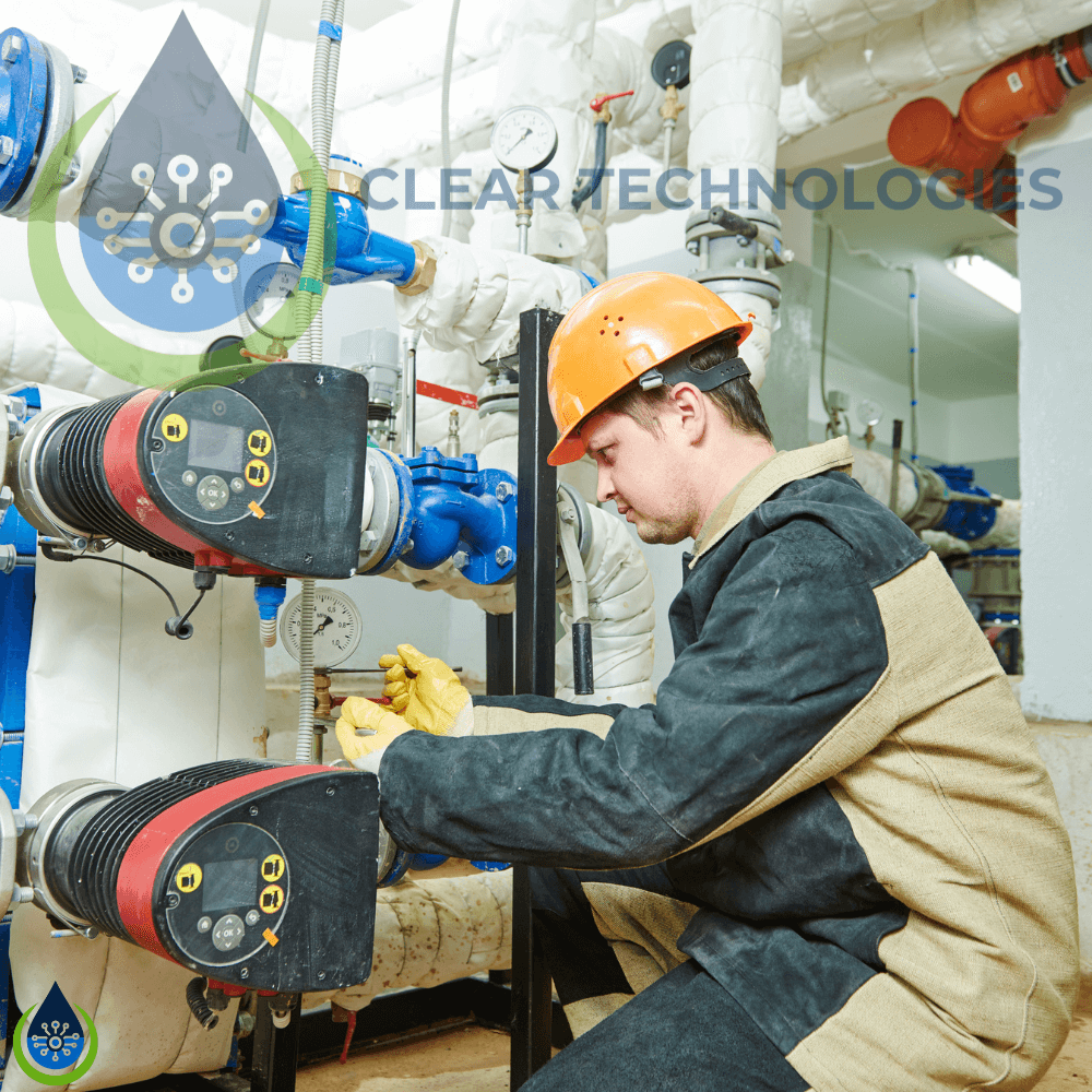 Ingeniero químico de Clear Technologies formulando un tratamiento de agua a medida