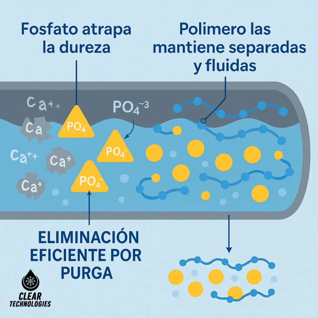 accion de los polimeros y fosfatos juntos en el agua de una caldera