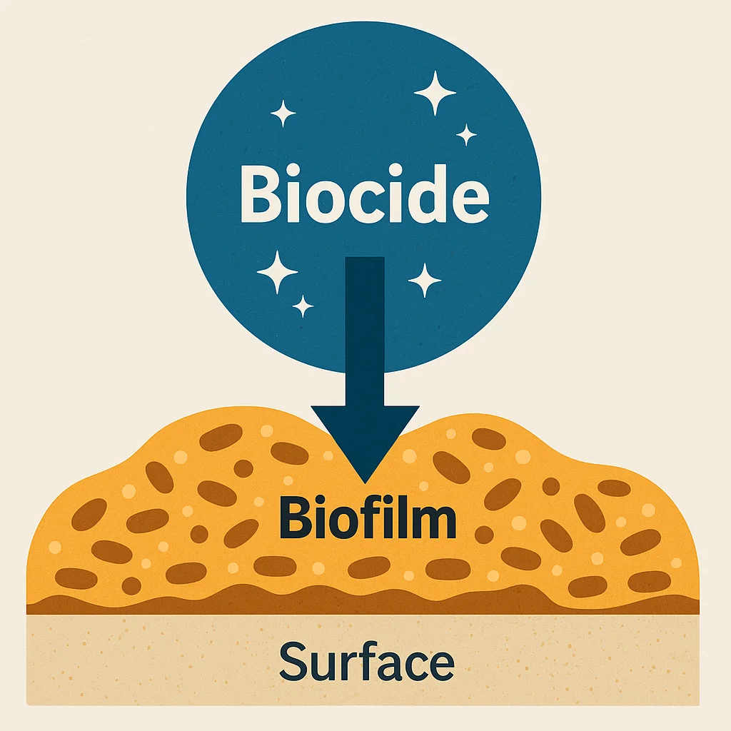 accion del biocida no oxidante en el biofilm