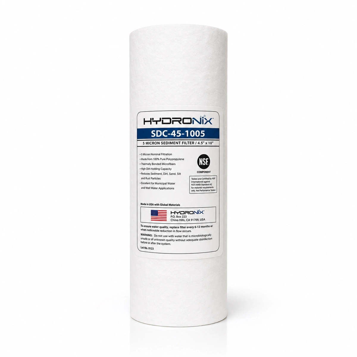 Filtro de sedimentos Hydronix 5 micras 4.5x10 Big Blue Clear Technologies